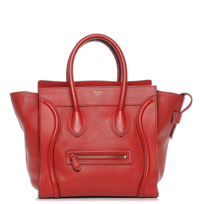 Celine Drummed Calfskin Mini Luggage Coquelicot 1 of 8