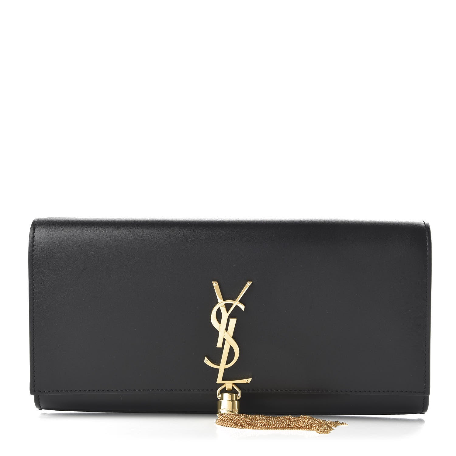 Saint Laurent Calfskin Classic Monogram Tassel Clutch Black 1 of 9