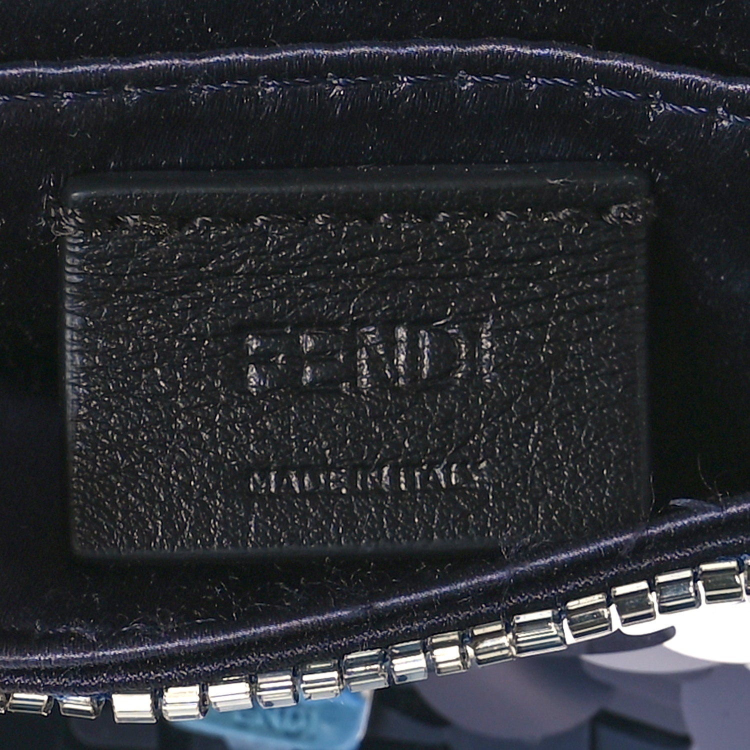 Fendi Sequin Paillettes Shiny Nappa Sex and the City Nano Maxi Buckle Baguette Charm Blue 6 of 11