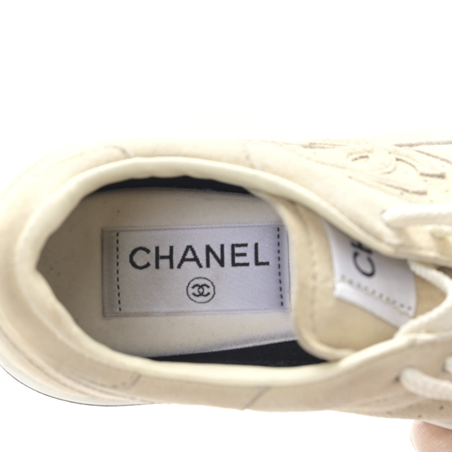 Chanel Suede Womens CC Sneakers 36 Beige 7 of 8