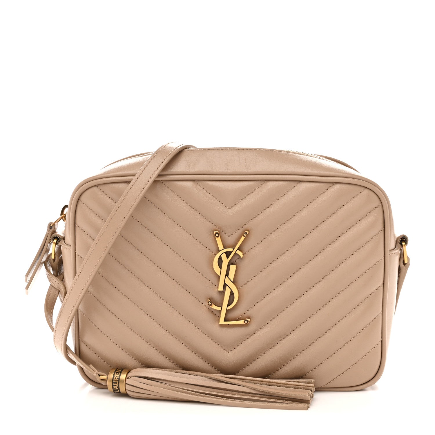 Saint Laurent Calfskin Matelasse Monogram Lou Camera Bag Dark Beige 1 of 13