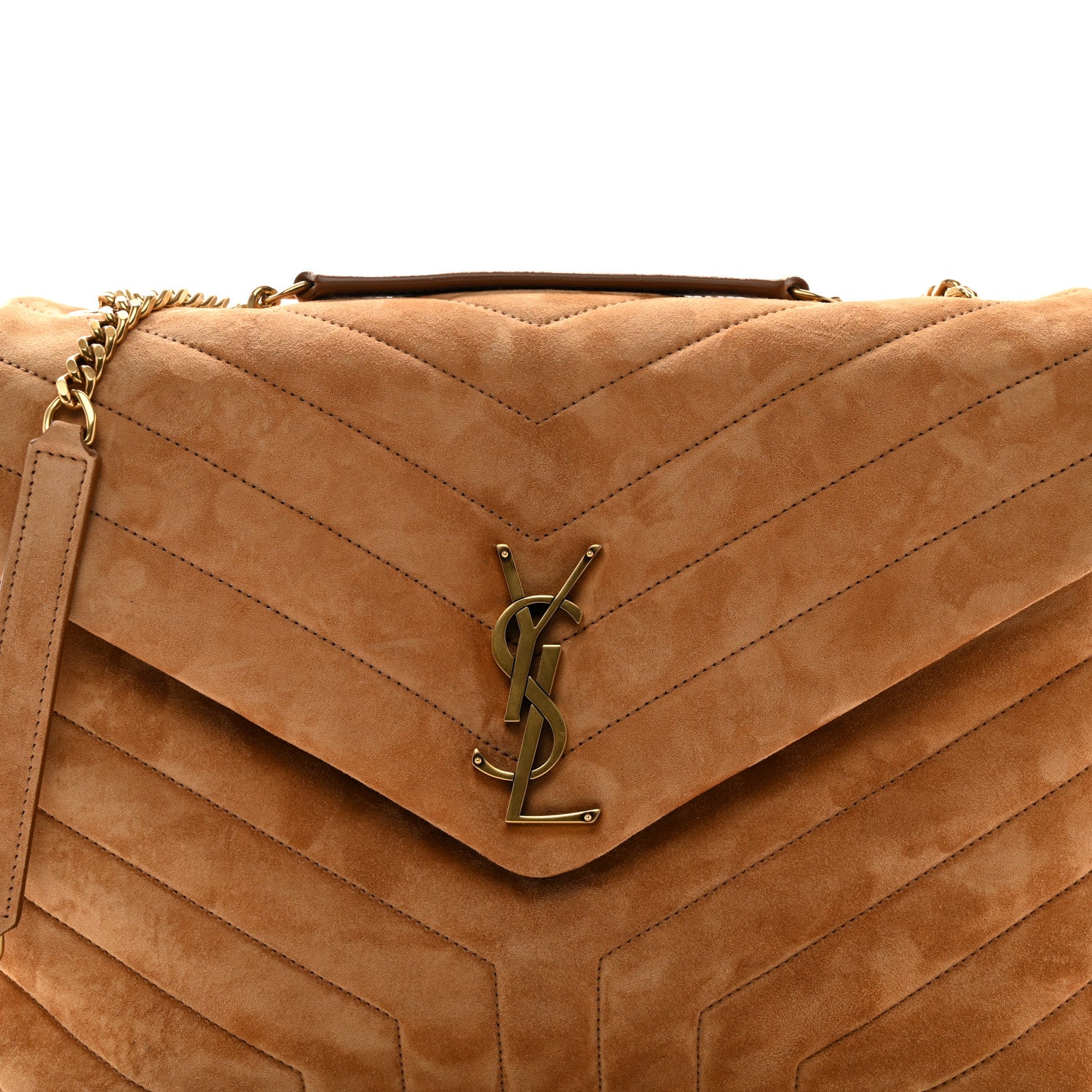Saint Laurent Suede Shearling Patchwork Monogram Medium Jamie Brown Beige 9 of 11