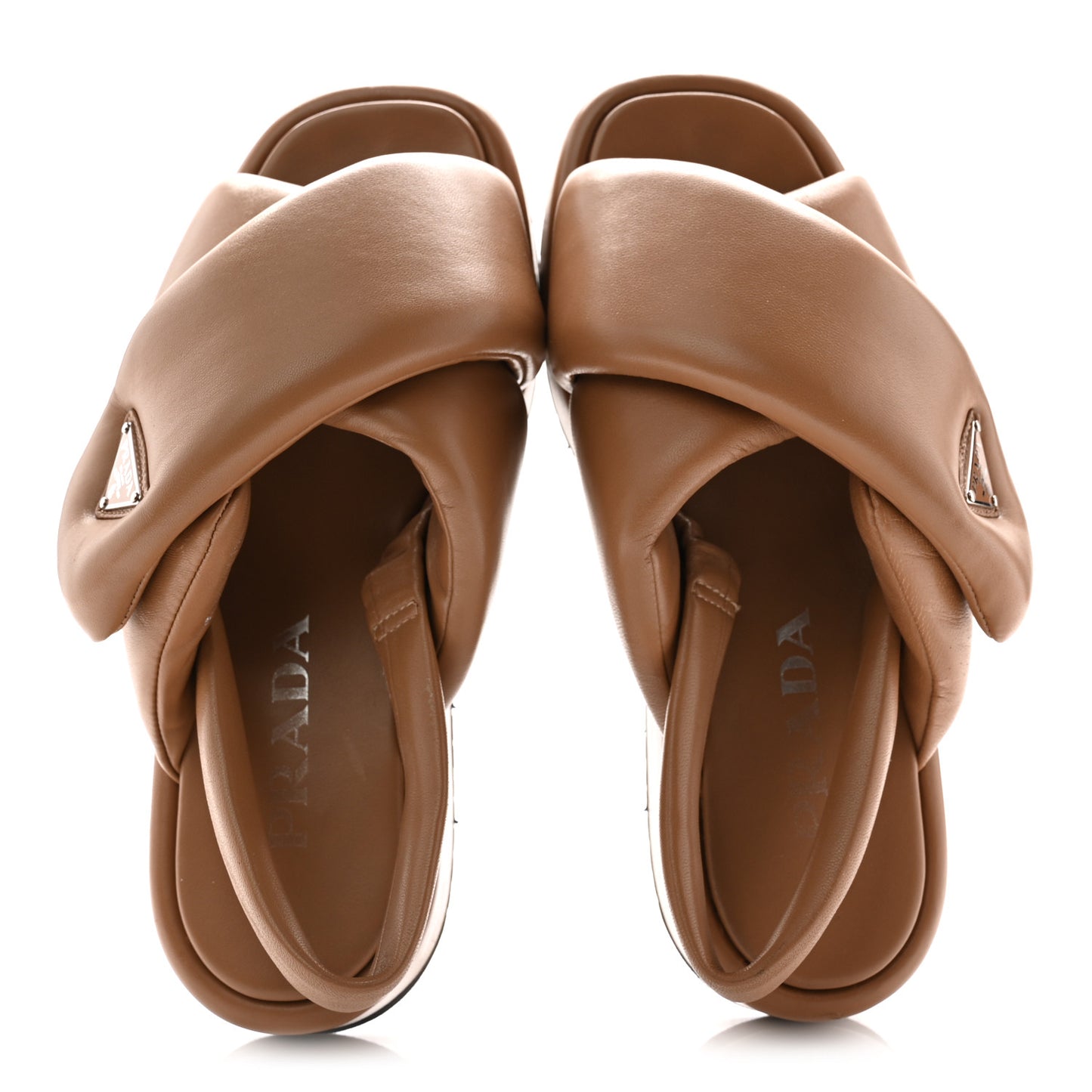 Nappa Padded Platform Slingback Sandals 37.5 Caramel