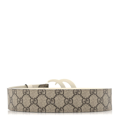 Gucci GG Supreme Monogram Plutone Calfskin Enamel Double G 40mm Belt 120 48 Beige Ebony Mystic White 2 of 5