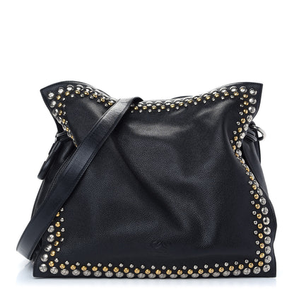 Loewe Calfskin Studded Flamenco Shoulder Bag Black 1 of 9