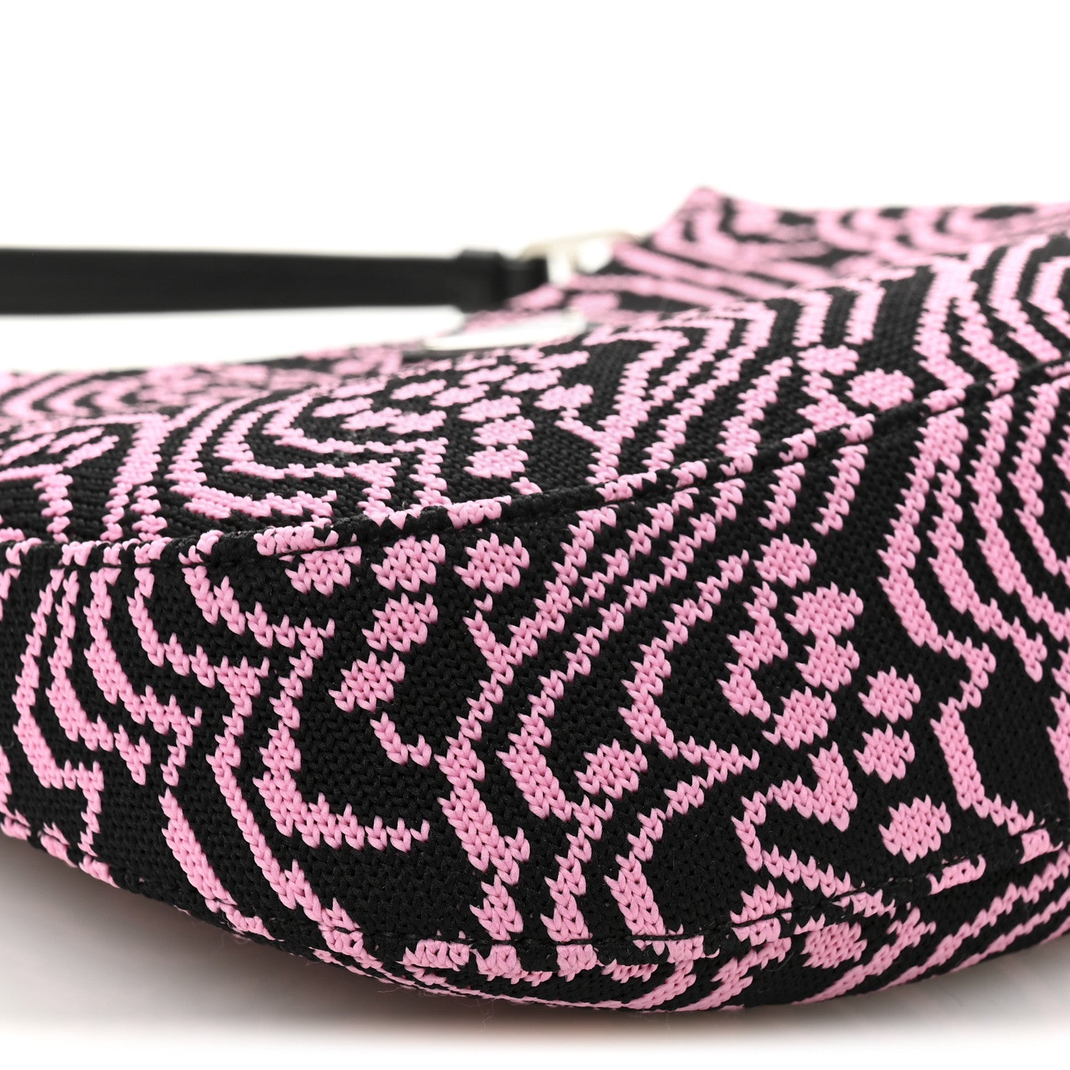 Prada Maglia Jacquard Cleo Shoulder Bag Black Rosa 1867681
