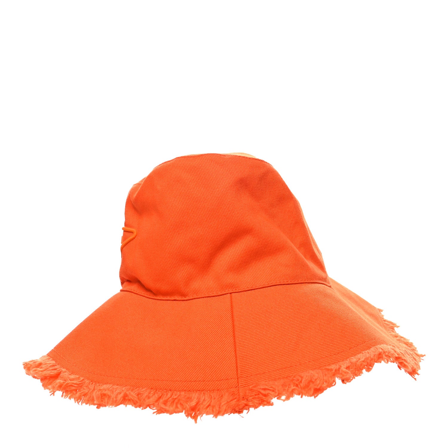 Prada Drill Nylon Triangle Logo Embroidered Womens Wide Brim Hat S Arancio 6 of 8