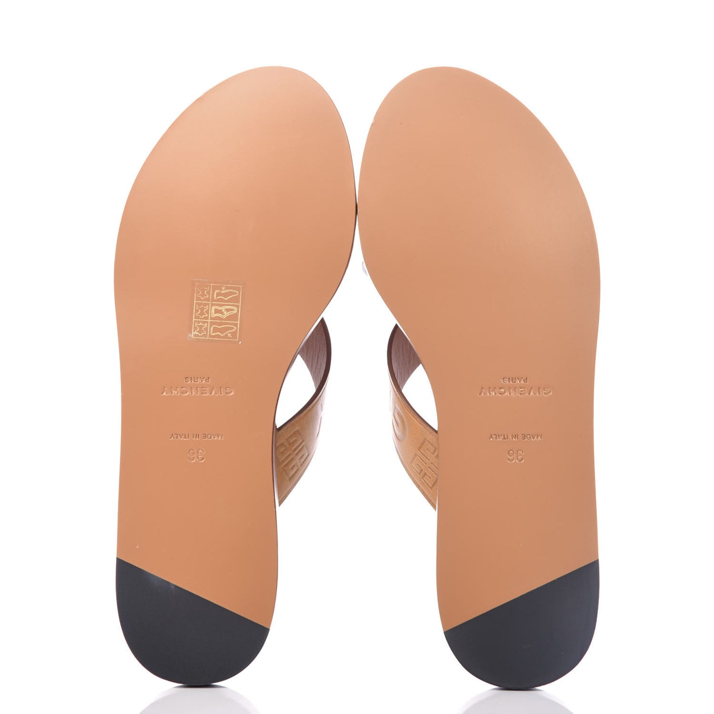 Calfskin Logo Strap Sandals 36 Brown
