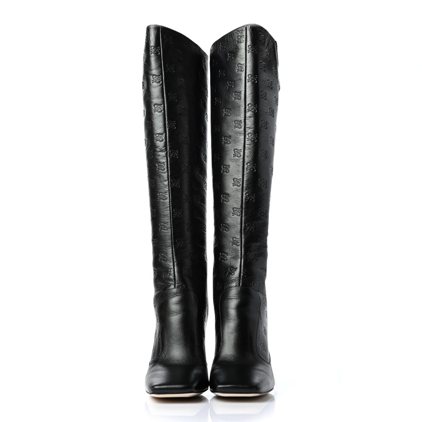 Vitello Karligraphy Embossed FFreedom Knee High Boots 35 Black