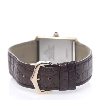 Cartier Stainless Steel 18K Pink Gold Alligator 24mm Tank Solo Quartz Watch Brown 3 of 7
