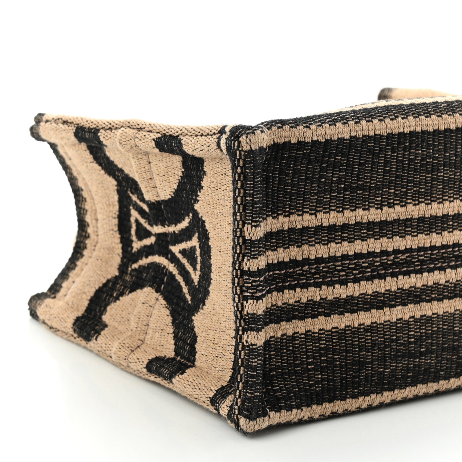 Celine Stripe Triomphe Small Cabas Beige Black 8 of 9