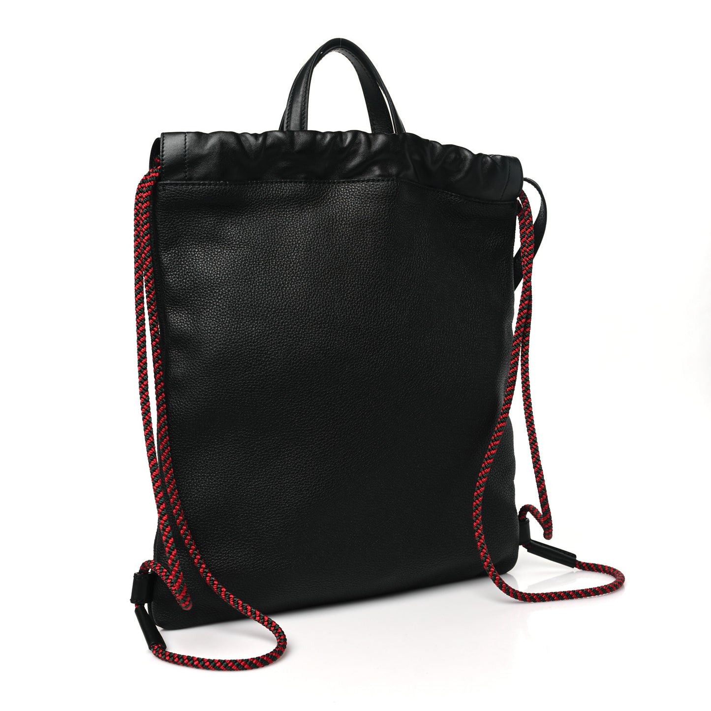 Calfskin Logo Drawstring Backpack Black