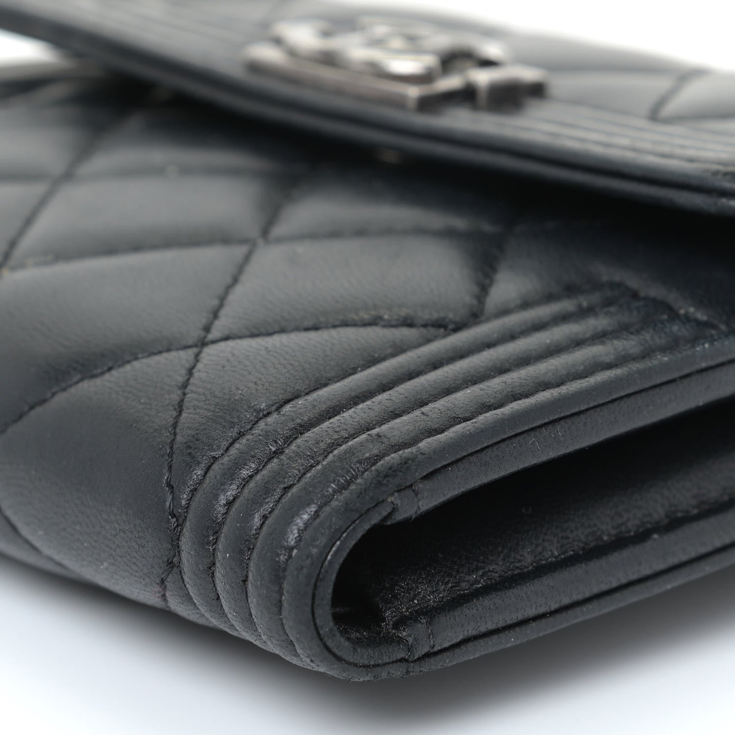 Chanel Lambskin Quilted Compact Boy Wallet Black 7 of 15