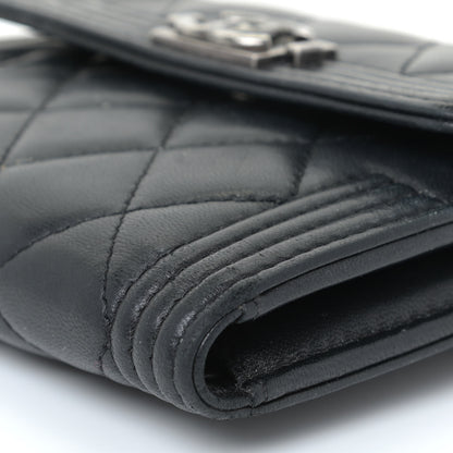 Chanel Lambskin Quilted Compact Boy Wallet Black 7 of 15