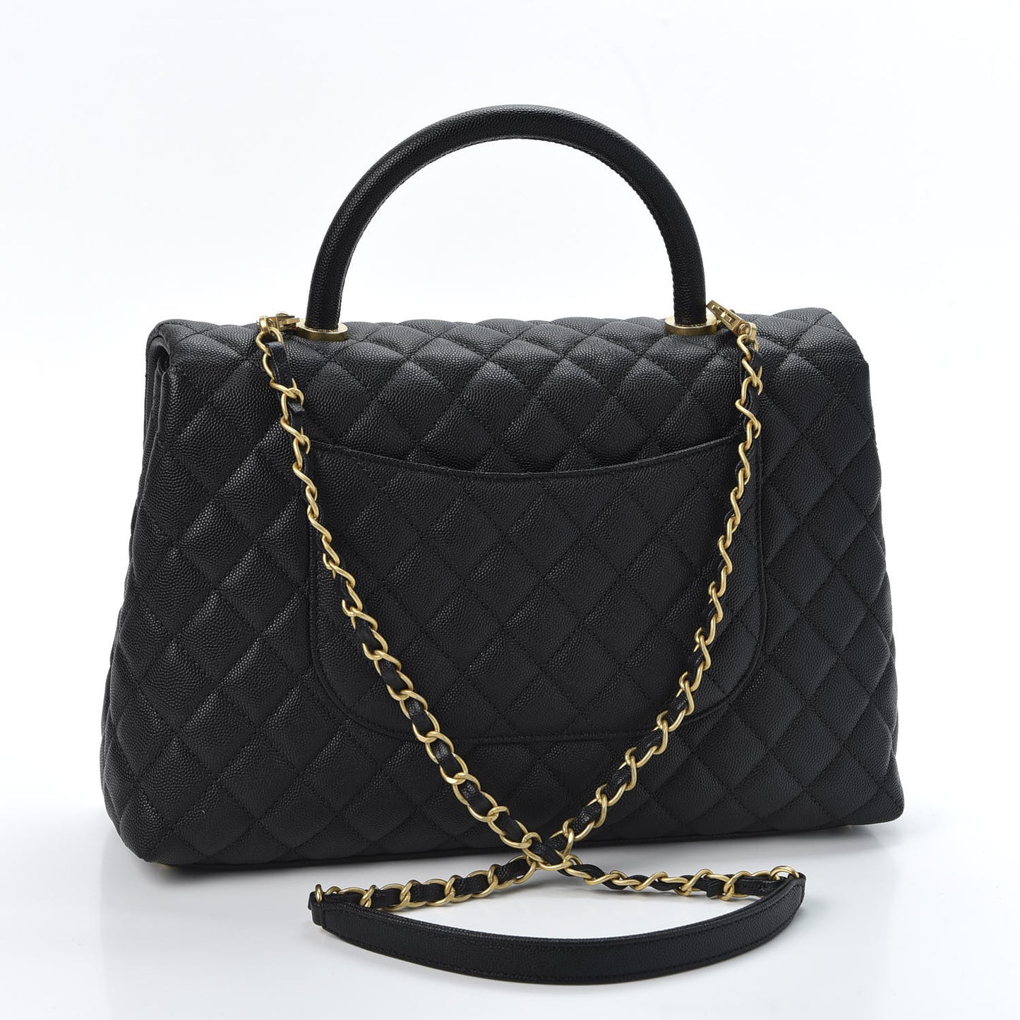 Caviar Quilted Medium Coco Handle Flap Black