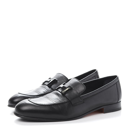 Hermes Goatskin Mens Paris Loafers 40 Black 3 of 9