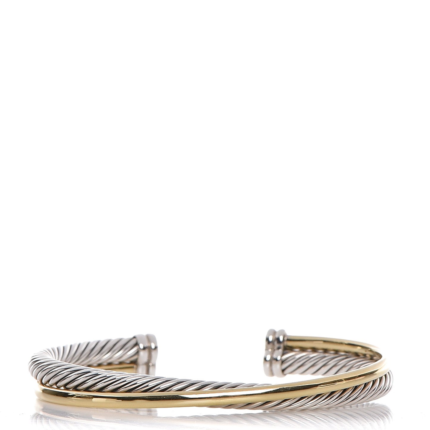 Sterling Silver 18K Yellow Plated Gold 5mm Crossover Cuff