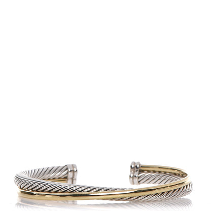 David Yurman Sterling Silver 18K Yellow Plated Gold 5mm Crossover Cuff 1 of 4