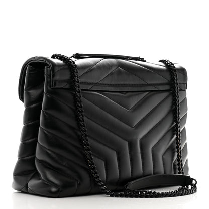 Saint Laurent Calfskin Y Quilted Monogram Monochrome Medium Loulou Chain Satchel Black 3 of 11