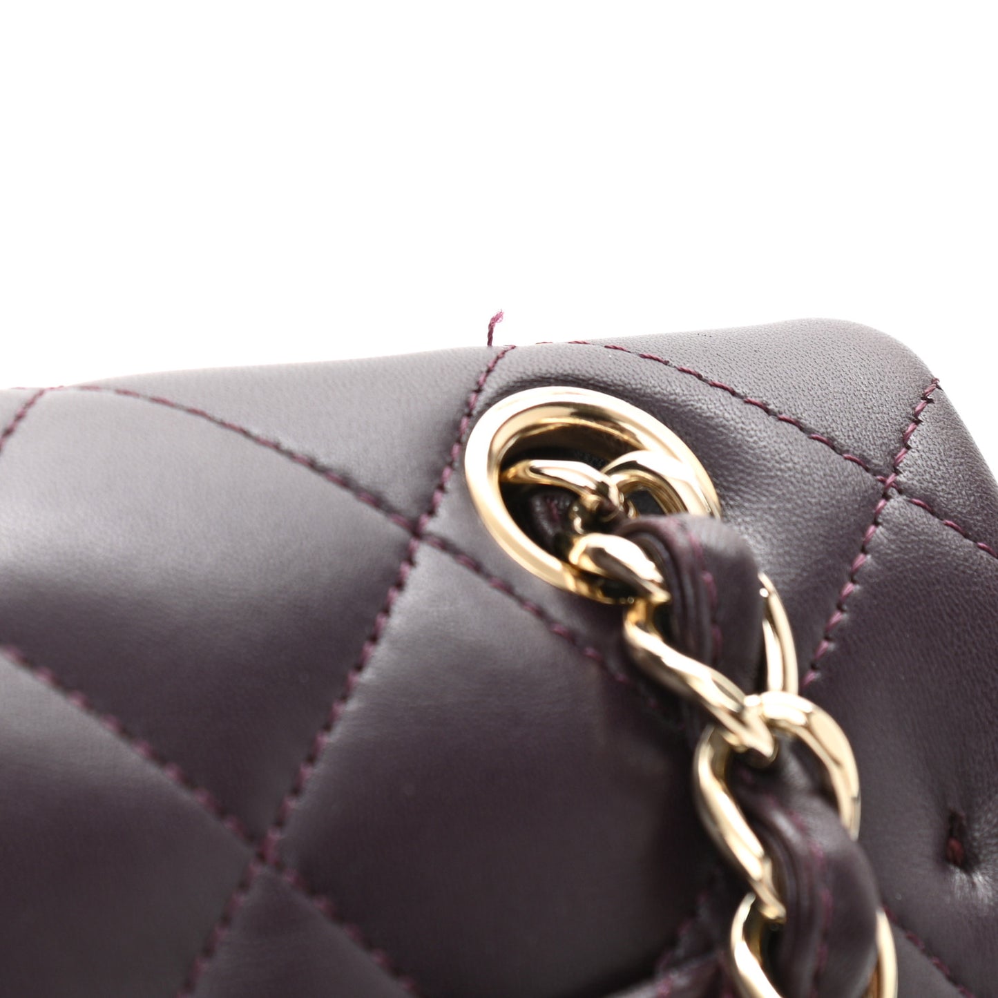 Lambskin Quilted Jumbo Double Flap Purple