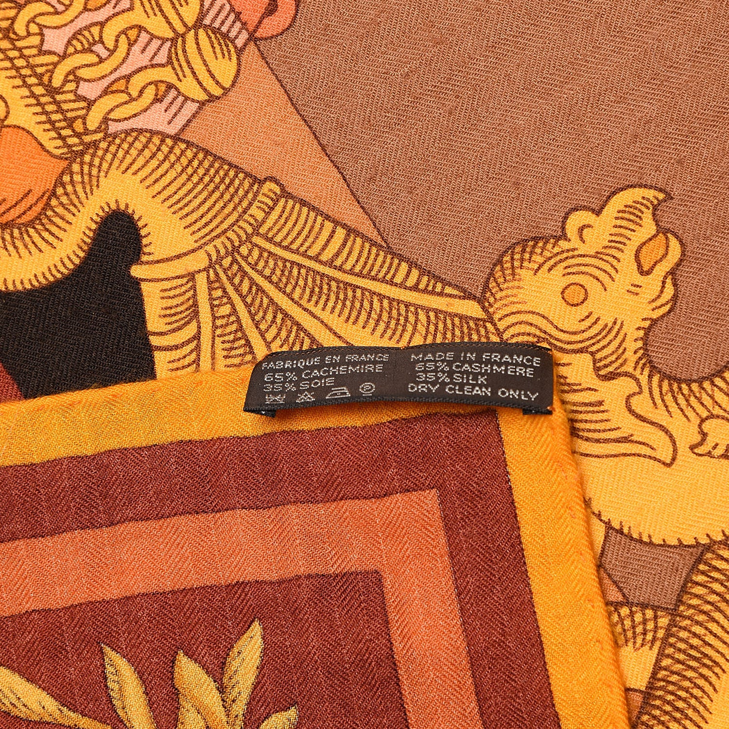 Hermes Cashmere Silk Della Cavalleria Shawl 140 Soleil Rose Brun 4 of 8
