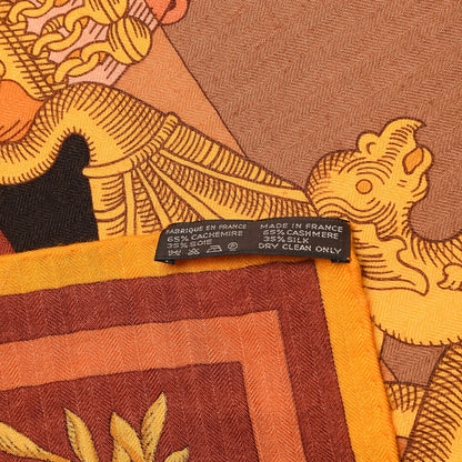 Hermes Cashmere Silk Della Cavalleria Shawl 140 Soleil Rose Brun 4 of 8