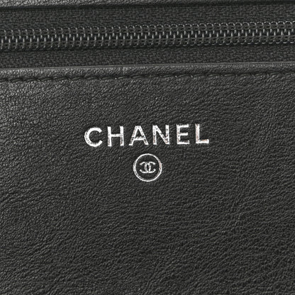 Chanel Crumpled Calfskin Quilted Wallet On Chain WOC So Black 6 of 11