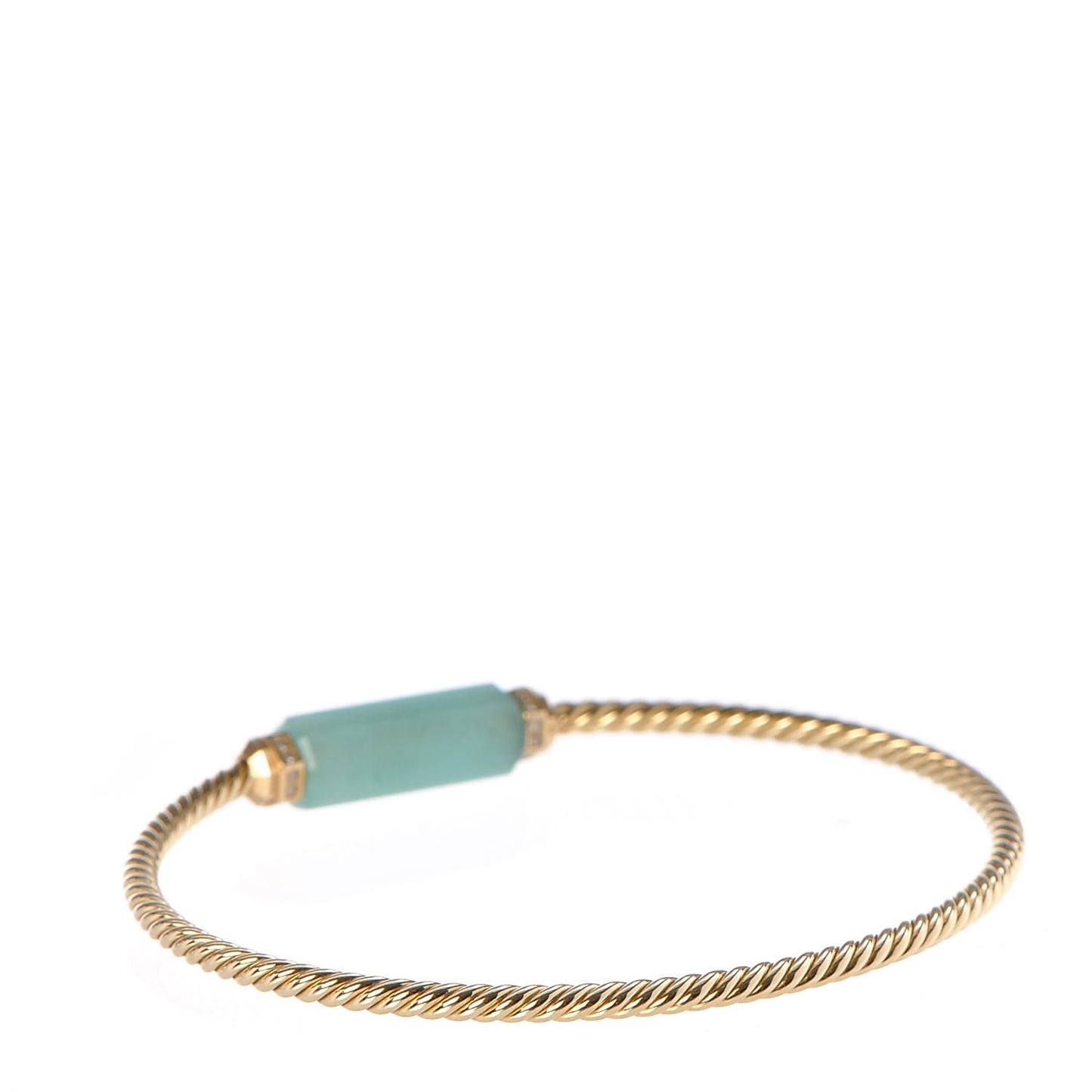 18K Yellow Gold Amazonite Diamond 2.5mm Barrels Station Bracelet