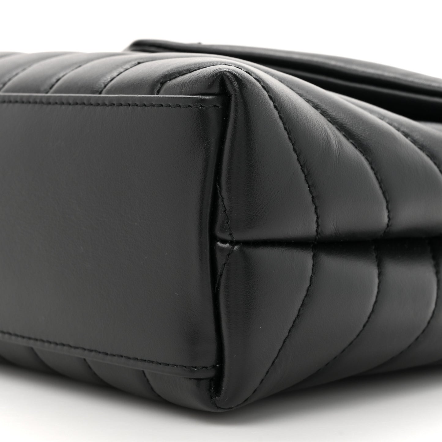 Calfskin Y Quilted Monogram Monochrome Small Loulou Chain Satchel Black