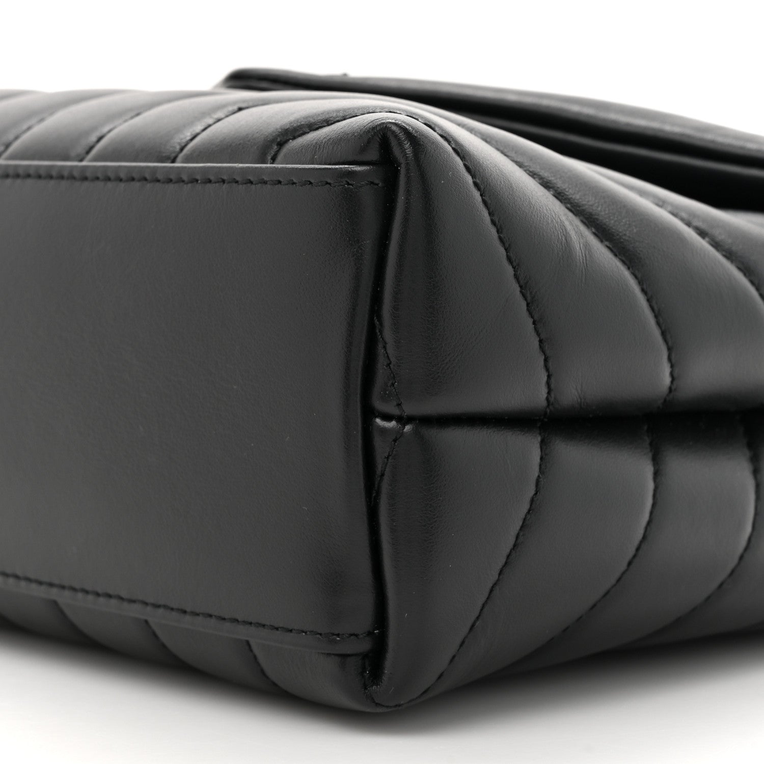 Saint Laurent Calfskin Y Quilted Monogram Monochrome Small Loulou Chain Satchel Black 9 of 10