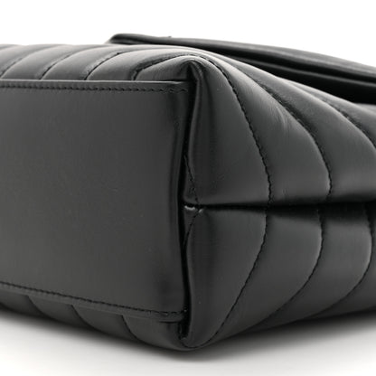 Saint Laurent Calfskin Y Quilted Monogram Monochrome Small Loulou Chain Satchel Black 9 of 10