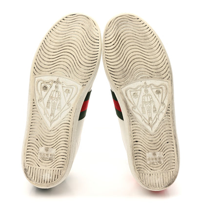 Gucci Calfskin Ayers Bee Embroidered Womens Ace Sneakers 37 White Red Flame Green 7 of 11