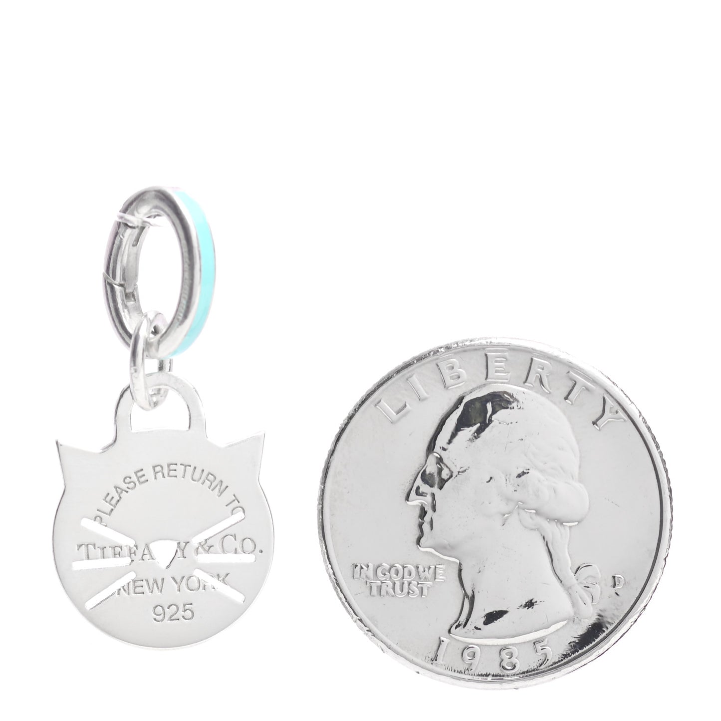 Sterling Silver Enamel Return to Tiffany Cat Charm Pendant