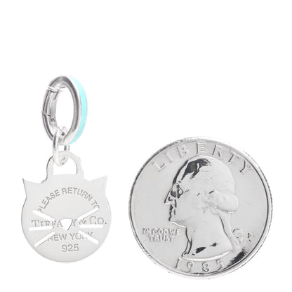 Tiffany Sterling Silver Enamel Return to Tiffany Cat Charm Pendant 2 of 3