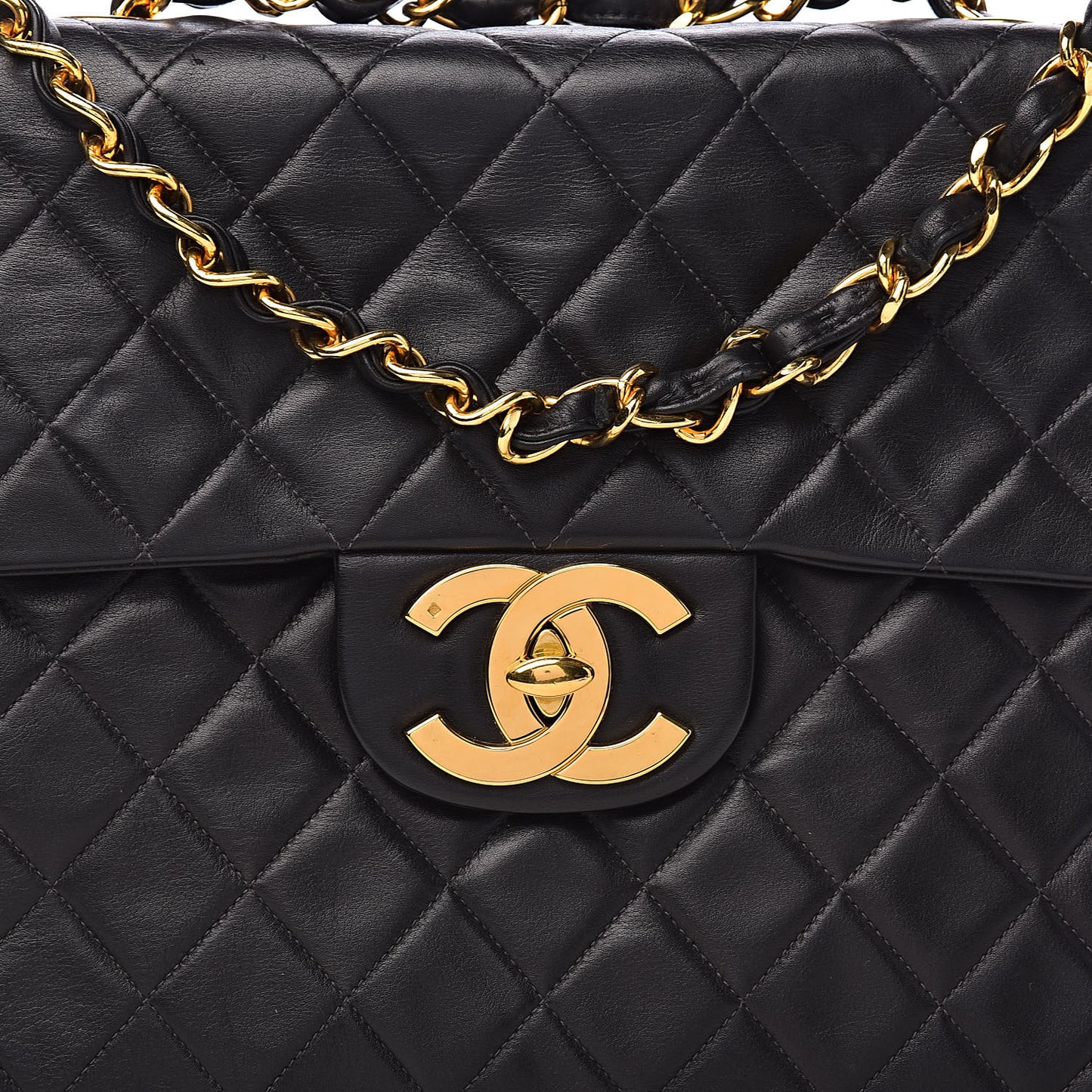 Lambskin Quilted XL Jumbo Single Flap Black