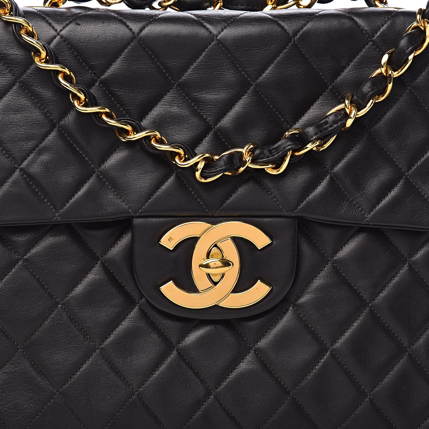 Chanel Lambskin Quilted XL Jumbo Single Flap Black 11 of 11