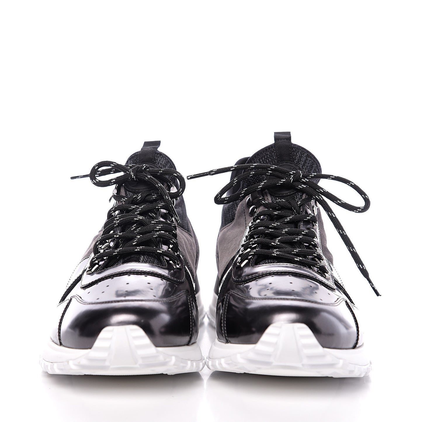 Metallic Patent Suede Run Away Sneakers 9 Grey
