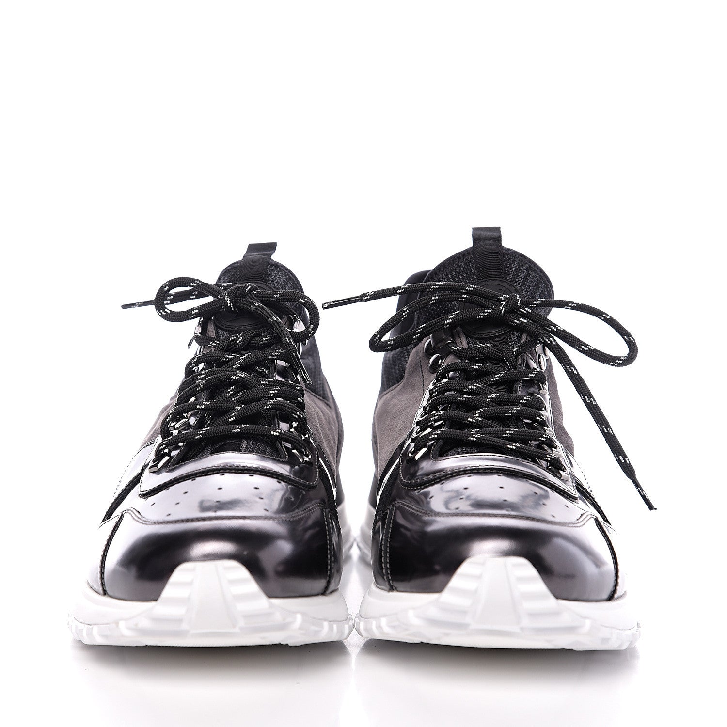 Louis Vuitton Metallic Patent Suede Run Away Sneakers 9 Grey 2 of 8