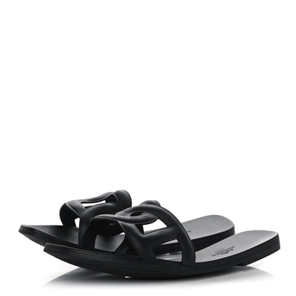 Hermes Rubber Aloha Sandals 39 Black 3 of 8