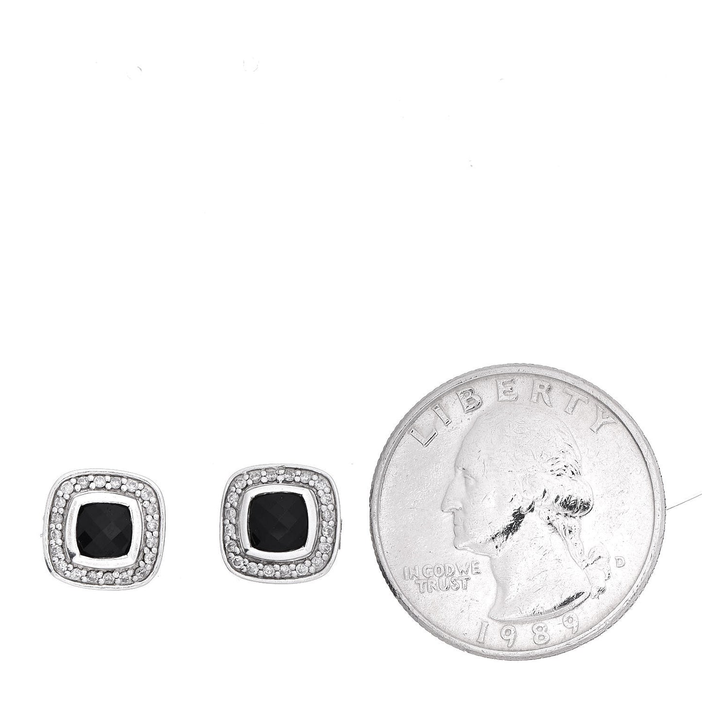 Sterling Silver Diamond Black Onyx 5mm Petite Albion Earrings