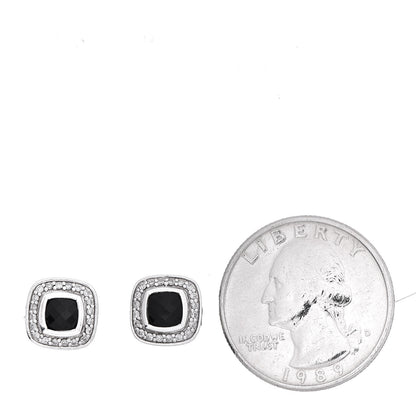 David Yurman Sterling Silver Diamond Black Onyx 5mm Petite Albion Earrings 2 of 4