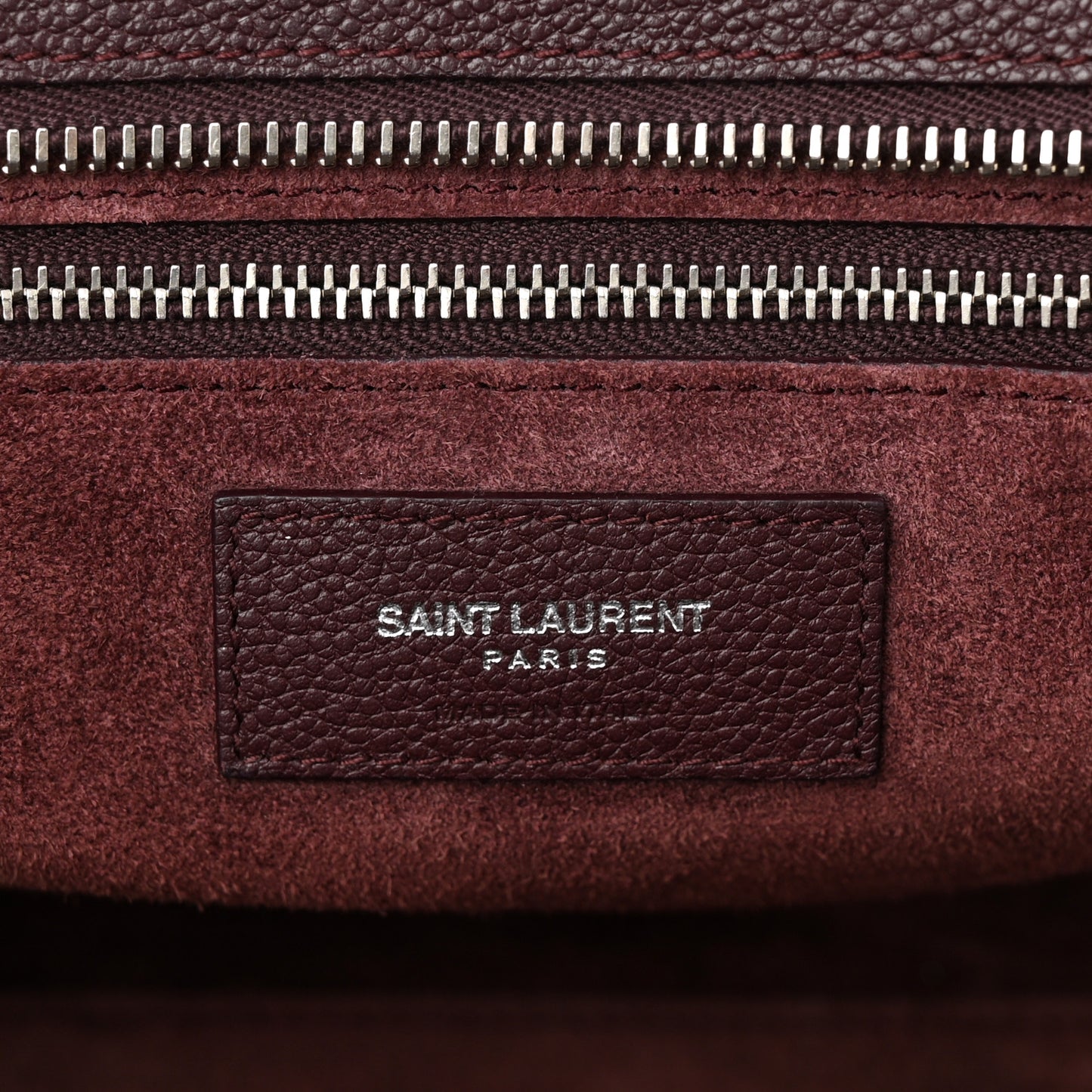 Grained Calfskin Small Cabas Rive Gauche Amaranto
