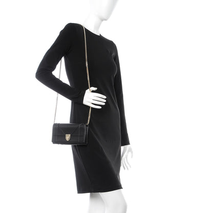 Christian Dior Grained Calfskin Diorama Croisiere Chain Wallet Black 2 of 8