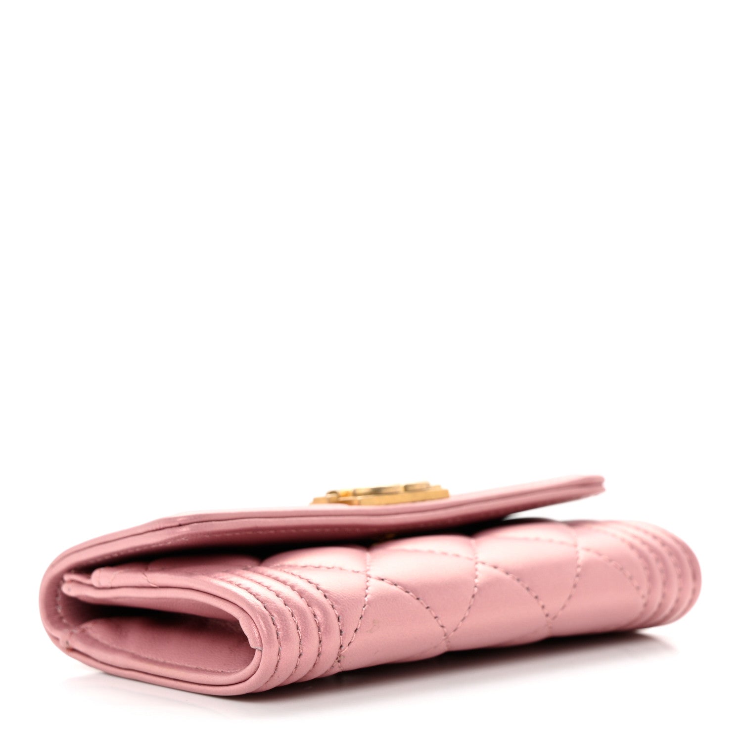 Chanel Metallic Lambskin Quilted Boy Card Holder Wallet Pink 4 of 11
