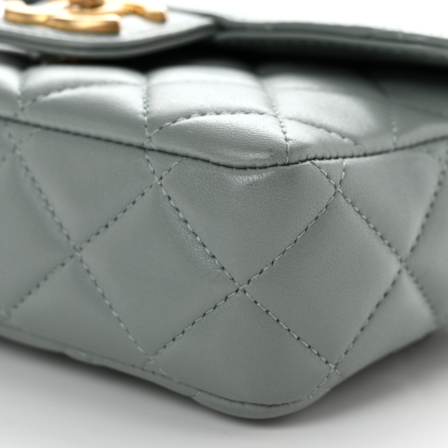 Lambskin Quilted Casino Chips Mini Square Flap Grey