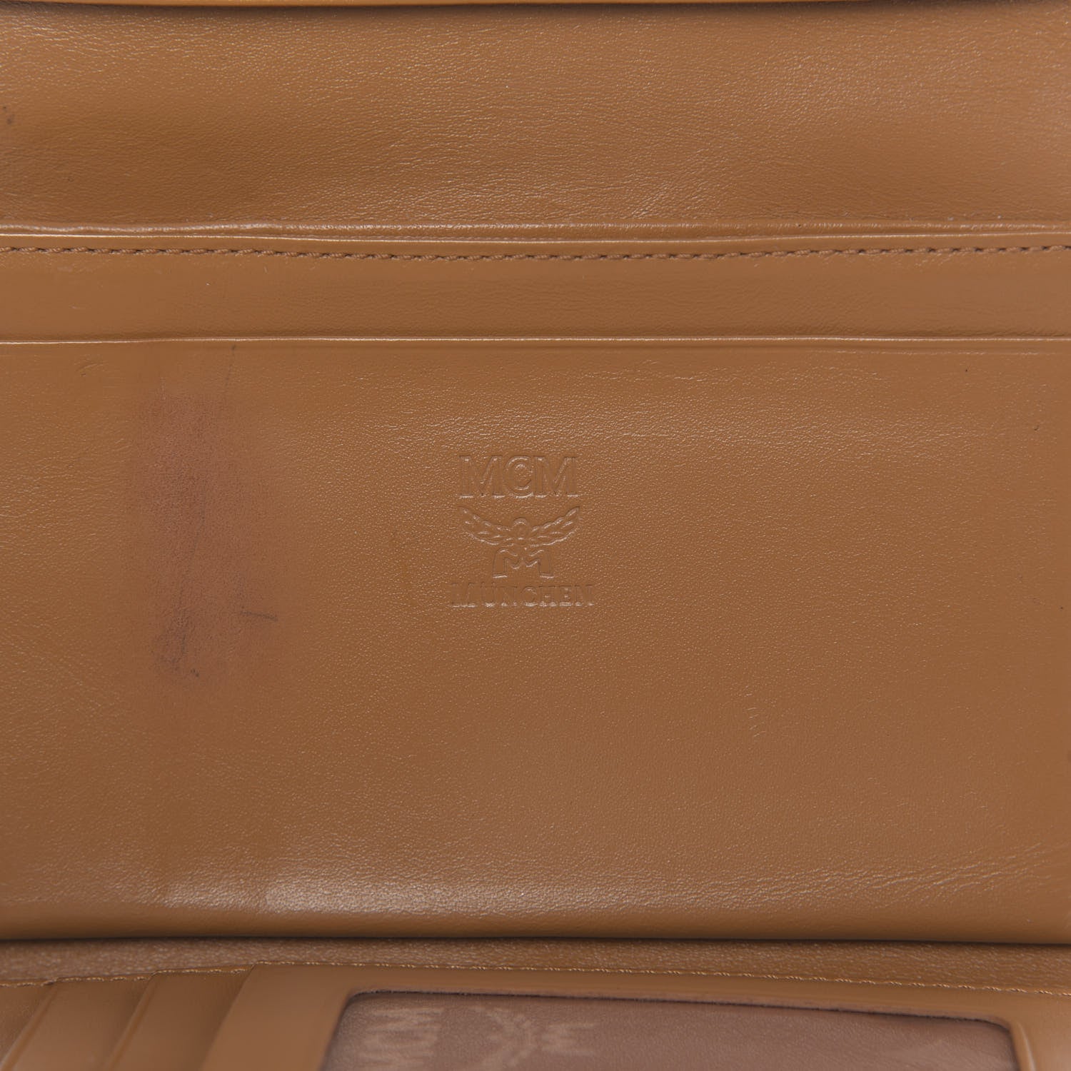 MCM Visetos Crocodile Embossed Medium Tri-Fold Flap Wallet Cognac 6 of 7