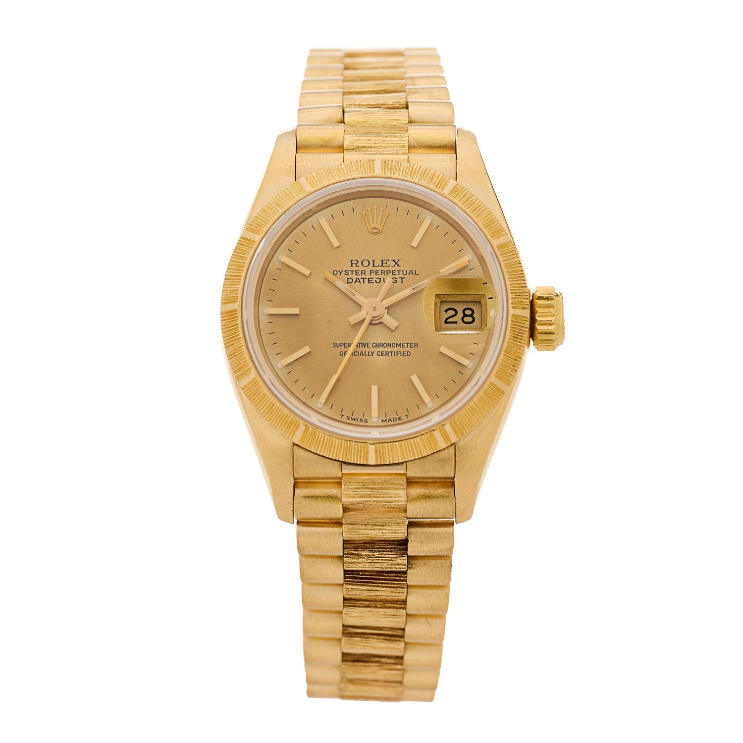 Rolex 18K Yellow Gold Diamond 26mm Datejust President Watch Champagne 69278 1 of 5