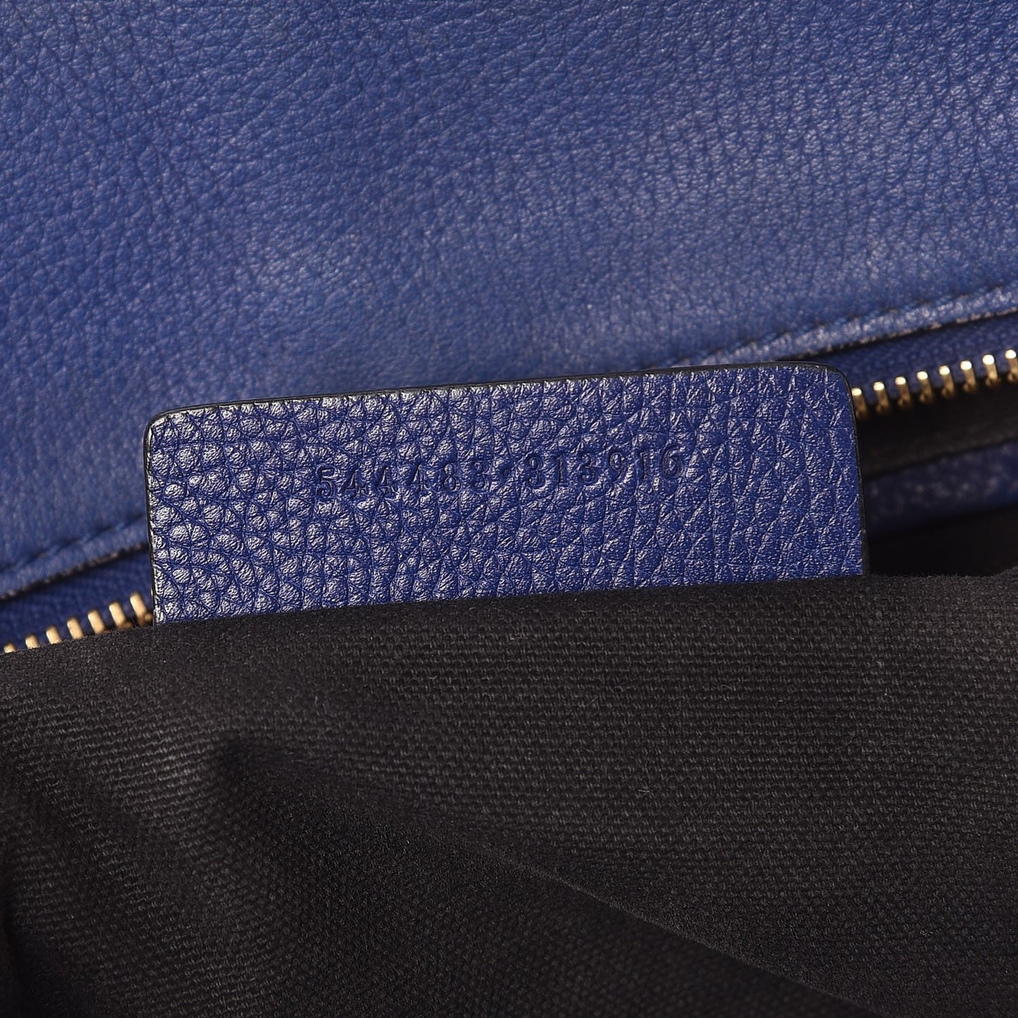 Pebbled Calfskin Large Skull Padlock Zip Around Tote Ultramarine