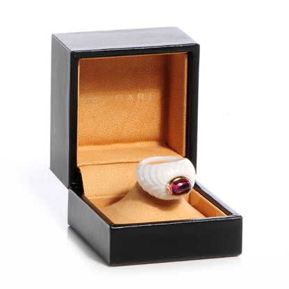 Bulgari BVLGARI Porcelain 18K Gold Tourmaline Chandra Ring 5.25 Pink 5 of 5