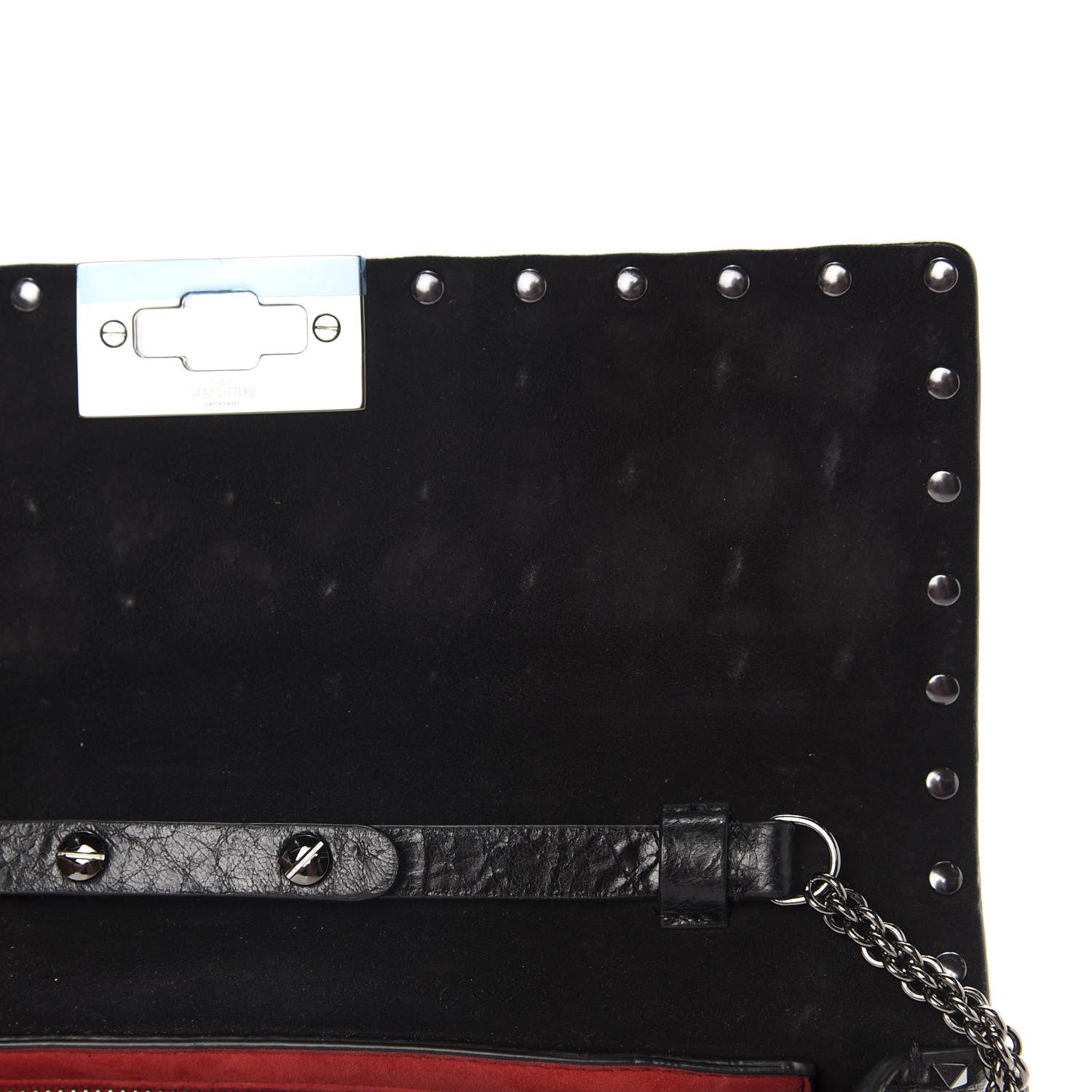 Valentino Garavani Craquele Nappa Rockstud Spike Wallet on Chain Black 9 of 10
